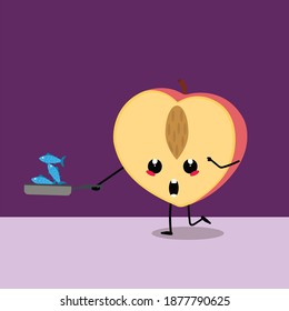 Kawaii Cute peach Illustration Character