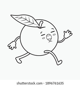 kawaii cute peach line icon fruit