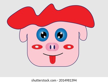 Kawaii süße Ferkel mit großen Augen.Vektorbild.