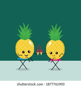 Kawaii Cute pineapple Illustration Character
