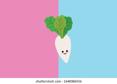 Kawaii Cute 
Radish Illustration Character