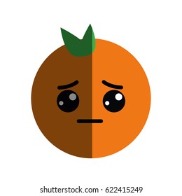 kawaii cute sad orange fruit