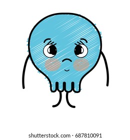 kawaii cute sad skull design