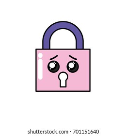 kawaii cute scared padlock security