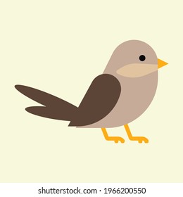 Kawaii cute Sparrow bird vector illustration flat design. Hand drawn colored bird vector. Animal for kids to learn.