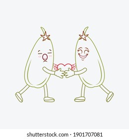 kawaii cute star fruit color line icon valentine