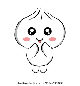 kawaii cute steamed bun illustration line art