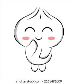 kawaii cute steamed bun illustration line art