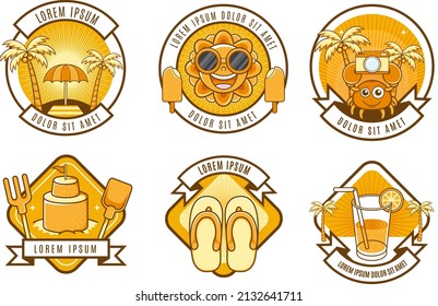 kawaii and cute summer logo badge set