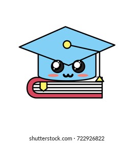kawaii cute tender cap graduation over close book