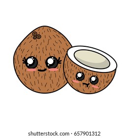 kawaii cute tender coconuts fruit