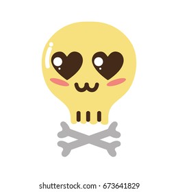 kawaii cute tender skull with bones