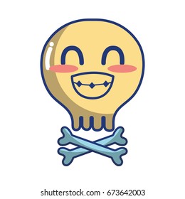 kawaii cute tender skull with bones