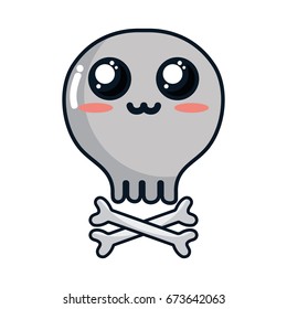 kawaii cute tender skull with bones