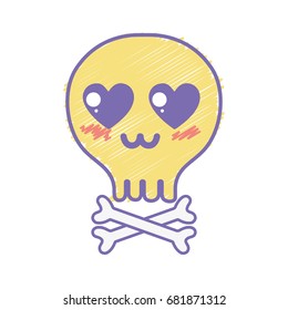 kawaii cute tender skull with bones