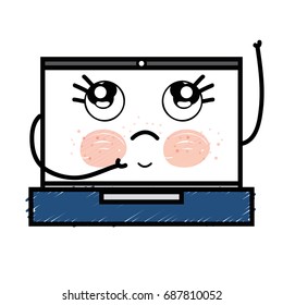 kawaii cute thinking laptop technology