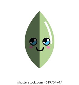kawaii cute thinking leaf icon