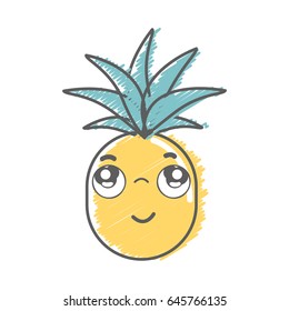 kawaii cute thinking pineapple vegetable