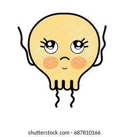 kawaii cute thinking skull design