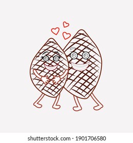 kawaii cute thorny palm color line icon fruit valentine