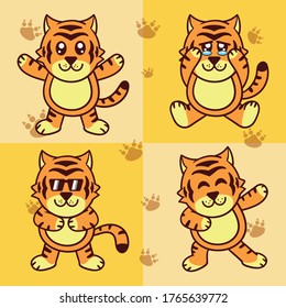 Kawaii Cute Tiger Cartoon Mascot Vector