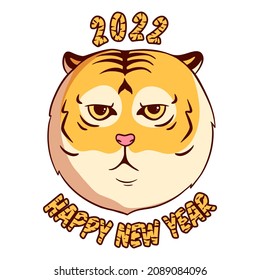 kawaii o lindo vector tigre para el feliz año nuevo 2022. 2022 año del tigre
