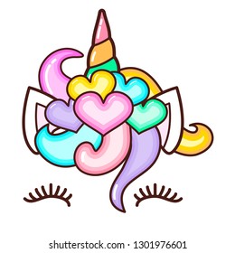 Kawaii Cute Unicorn Horn Funny Colorful Stock Vector (Royalty Free ...