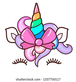 Kawaii cute unicorn horn, funny colorful  cartoon.