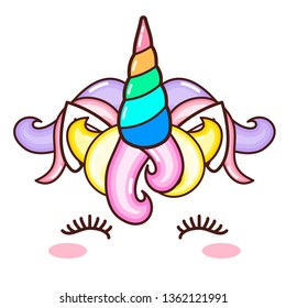 Kawaii cute unicorn horn, funny colorful  cartoon.