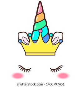 Kawaii cute unicorn horn, funny colorful  cartoon.