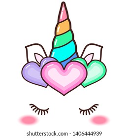 Kawaii cute unicorn horn, funny colorful  cartoon.