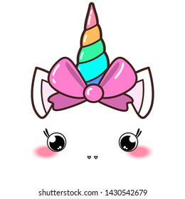 Kawaii cute unicorn horn, funny colorful  cartoon.
