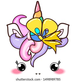 Kawaii cute unicorn horn, funny colorful  cartoon.