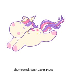 Kawaii cute unicorn sflies and dreams pastel color