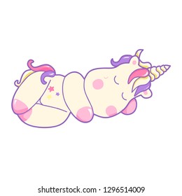 Kawaii cute unicorn sleeping sweetly pastel color