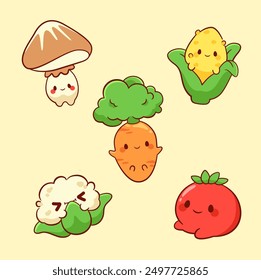 Kawaii cute vegetables set collection