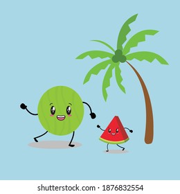 kawaii cute watermelon  cartoon fruits