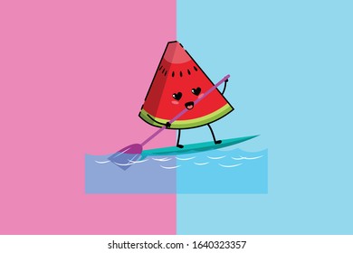 Kawaii Cute Watermelon Illustration Character 