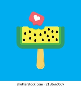 kawaii cute watermelon square vector design illustration art