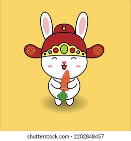 kawaii cute year of the rabbit vector design illustration line art