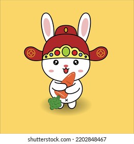 kawaii cute year of the rabbit vector design illustration line art