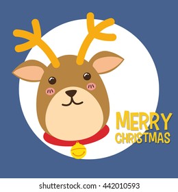 Kawaii deer icon. Merry Christmas design. vector graphic