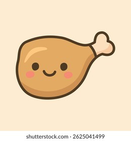 Kawaii Design Style Chicken Leg Vector Template