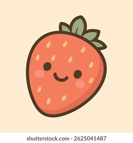 Kawaii Design Style Strawberry Vector Template