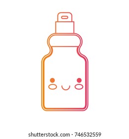 kawaii detergent bottle in degraded yellow to magenta silhouette vector illustration