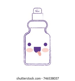 kawaii detergent bottle in purple blurred silhouette vector illustration