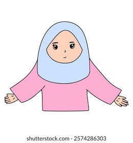 kawaii different woman wearing hijab cartoon