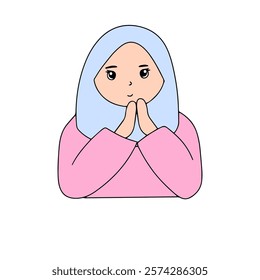 kawaii different woman wearing hijab cartoon