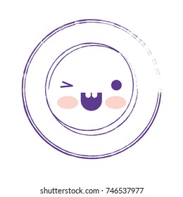 kawaii dish in top view in purple blurred silhouette vector illustration