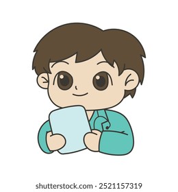 Ilustração de Kawaii Doctor Doodle - Desenho Animado de Doutor Masculino